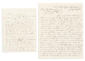 (SLAVERY & ABOLITION.) Pair of letters regarding enslaved laborers on the defenses of Charleston--one endorsed by General Beauregard.